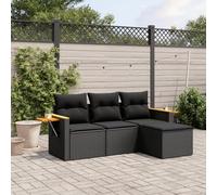 NITCA Set Divano da Giardino con Contenitore Conservazione,Set da arredo per Esterno, Set Salotto da Esterno,Mobili da Giardino,Set da Giardino,in Polyrattan, Nero 4 pz Tipo 2