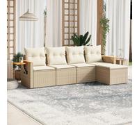NITCA Set Divano da Giardino con Contenitore Conservazione,Set da arredo per Esterno, Set Salotto da Esterno,Mobili da Giardino,Set da Giardino,in Polyrattan, Beige 5 pz Tipo 4