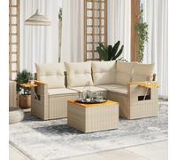 NITCA Set Divano da Giardino con Contenitore Conservazione,Set da arredo per Esterno, Set Salotto da Esterno,Mobili da Giardino,Set da Giardino,in Polyrattan, Beige 5 pz Tipo 2