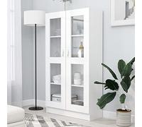 NITCA Vetrina Moderna, Armadietto con Vetrina e 4 Scomparti, Libreria con 2 Ante, Bianco 82.5x30.5x150 cm