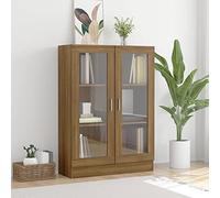 NITCA Vetrina Soggiorno Moderna, Armadietto Espositivo, Mobile in Legno Multistrato, Rovere Marrone 82,5x30,5x115cm
