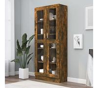 NITCA Vetrina Soggiorno Moderna, Armadietto Espositivo, Mobile in Rovere Fumo 82,5x30,5x185,5 cm Legno Multistrato
