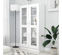 NITCA Vetrina Soggiorno Moderna, Espositiva, Armadietto con 2 Ante e 4 Scomparti, Libreria Bianco Lucido 82.5x30.5x150 cm