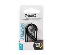 Nite Ize, Inc. SB2-A1-3R3 Nite IZE S-Biner in acciaio inox 2, chiavi e ingranaggi recintati, confezione da 3, nero/acciaio doppio moschettone