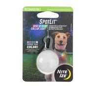 Nite Ize SpotLit - Luce di sicurezza ricaricabile per animali domestici, con clip, resistente alle intemperie, quattro colori, modalità bagliore o flash, acciaio inossidabile