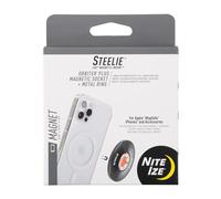 Nite Ize STOMS-01-R8 Steelie Orbiter Plus - Presa magnetica + anello in metallo, supporto per iPhone 12/Mini/Pro Max, supporto per auto funziona con caricatore MagSafe, nero