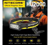 NITECORE HU2000 faro da lavoro di tipo Split ad alto rendimento 2000 lumen USB-C ricarica faro a LED luce da lavoro opzioni di alimentazione flessibili