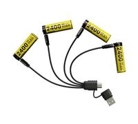 Nitecore Batteria agli ioni di litio, 1,5 V, USB-C, 2400 mAh, confezione da 4