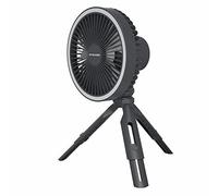 Nitecore NEF10 Ventilatore elettrico portatile multifunzione con anello luminoso a LED, treppiede a testa sferica flessibile, motore brushless 10.000 mAh (grigio)