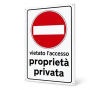 Nitek Cartello Proprietà Privata Vietato l’Accesso Autoadesivo in PVC 30 x 20 cm, Segnale Divieto Ingresso per Cancello, Casa, Villa, Condominio, Azienda e Area Riservata