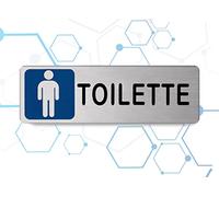 Nitek Targa toilette uomo in Alluminio Satinato 150mm x 50mm - Targhette Autoadesive | Stickers, Klebeetikett | Impermeabili Lavabili, ufficio, pub