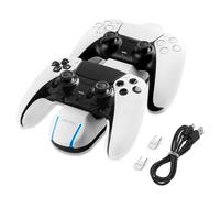 NiTHO Caricatore per Controller PS5/Edge, Stazione di Ricarica Doppia USB-C con Indicatori LED, Accessorio Compatibile con Playstation 5