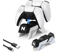 NiTHO Caricatore per PS5 / Edge Controller, Stazione di Ricarica Compatibile con PS5, Base di Ricarica Rapida con Protezione Integrata e Cavo USB-C, Accessori Compatibile con Playstation 5 - Bianco