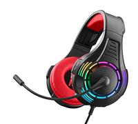 NITHO Spectra Cuffie Gaming Over-Ear - Microfono Ribaltabile, RGB Multi-Effetto, Audio Stereo - Jack 3.5 mm - Compatibile PC/PS4/PS5/Xbox One/Series X|S/Smartphone/Tablet - Rosso