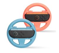 NITHO Volante Compatibile con Switch 2 Joycon, Volanti da Corsa con Controller Joycon 2 per Mario Kart & Gare, Design Ergonomico & Easy Snap-On, 2 Confezioni (Rosso e Blu)