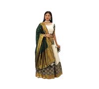 Nitimatta Lehenga Choli da donna readymade indiano festa di nozze abiti da donna, Bianco e verde scuro, Small