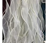 NITONAMI 5 Metri 4 cm/6 cm di Larghezza Perla Filato Coda di Pesce Onda Nastro di Organza Accessori per Capelli Fiocco Fai da Te Materiale Confezione Regalo Tessuto da Cucire-9,6 cm di larg