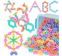 NiToy Blocchi di collegamento a fiocchi di neve, 300 pezzi, per bambini a partire dai 3 anni, in plastica multicolore, per l'apprendimento precoce e la creatività, giocattolo STEM con borsa per il