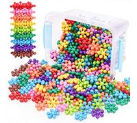 NiToy Blocchi di collegamento a fiocchi di neve 300 pezzi per bambini dai 3 anni in su, mattoncini in plastica multicolore per l'apprendimento precoce e la creatività, giocattolo STEM con custodia per