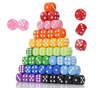 NiToy Set di dadi da gioco da 16 mm, 50 pezzi, 6 lati, in tinta unita, vintage, standard, rotondi, per giochi da tavolo, feste, vacanze, giochi di famiglia, strumenti didattici matematici, accessori
