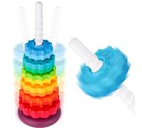 NiToy Torre impilabile da 41 cm, con funzione girevole, anelli impilabili arcobaleno, giocattolo educativo in plastica ABS senza BPA, per la promozione precoce e lo sviluppo del cervello