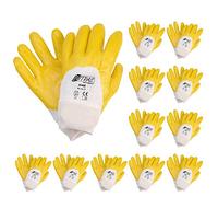Nitras 03400 Guanti in nitrile con fascia elastica giallo - teilbeschichtet su Maglia di cotone Guanto - Confezione da 12 paia