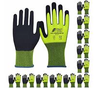 Nitras Guanti protettivi Nylotex Soft HV 3525 12 paia - Guanti da giardinaggio, da costruzione, colore segnaletico, morbido, antiscivolo, lattice, taglia: 8