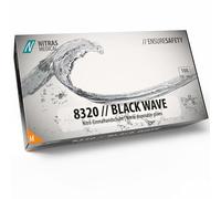 Nitras Medical 8320 Black Wave - Guanti monouso in nitrile, colore nero, taglia M, 100 pezzi