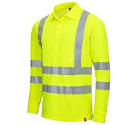 NITRAS Motion Tex Viz 7014 Polo - Camicia da Lavoro a Maniche Lunghe - 55% Cotone - Giallo Neon - 4XL