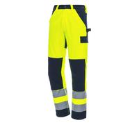 Nitras Pantaloni ad alta visibilità Motion Tex Viz Poliestere/cotone 56 giallo fluo/blu marino
