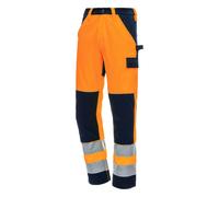 Nitras Pantaloni ad alta visibilità Motion Tex Viz Poliestere/cotone 58 arancio fluo/blu marino