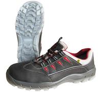 Nitras Scarpe da Lavoro 7300 Sport Step I - Scarpe da Ginnastica di Sicurezza S3 per Uomo e Donna - Scarpe da Ginnastica Antiscivolo e Antiscivolo - Nero/Rosso, Taglia: 35