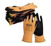 NITREX 241OR Guanti Protettivi da Lavoro, confezione da 10 Paia - Guanti da Lavoro Resistenti al Taglio di Classe B, Rivestimento del Palmo in PU, Rivestimento in Nylon Arancione - Taglia 10