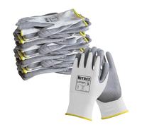 NITREX 241WP Guanti di Protezione da Lavoro, Antinfortunistici, Palmo rivestito in PU, Resistenti al Taglio ISO Livello B, Presa Antiscivolo, Tecnologia Sanitized Actifresh, Bianco/Grigio, Taglia 10
