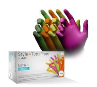 Nitrile Guanti Style Tutti Frutti Med-Comfort, 100 Guanti, Colori Tutti Frutti, Taglia L