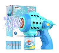 Nitronce Pistola per bolle di sapone con 4 pezzi di liquido per bolle di sapone, macchina automatica per bambini; giocattolo estivo, giocattolo all'aperto, cestino di Pasqua, regalo di compleanno