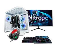 NitroPC - Pack Bronze Plus | PC Gaming completo (AMD Ryzen 5 5600GT 6/12 4.6GHz, RX Vega 7, RAM 32GB, M.2 1TB, Windows 11, RGB | WiFi, Monitor 24", Tastiera, mouse, cuffie) PC desktop (bianco)