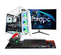 NitroPC - Pack Diamond Plus | PC Gaming Completo (AMD Ryzen 7 7700X 4.5GHz, RTX 5060 Ti 16GB, RAM 32GB, M.2 2TB, Windows 11, RGB | WiFi, Monitor Curvo 27", Tastiera, Mouse, Cuffie) PC fisso (Bianco)