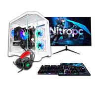 NitroPC - Pack Gold | PC Gaming completo (Intel Core i5 12400F 6/12 4,40GHz, RTX 3050 8GB, RAM 16GB, M.2 1TB, Windows 11 | WiFi, monitor 24", tastiera, mouse, cuffie) PC desktop (Bianco)