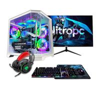 NitroPC - Pack Gold Plus | PC Gaming Completo (Intel Core i5 14400F 4/8 4.7GHz, RTX 3050 8GB, RAM 16GB, M.2 1TB, Windows 11 PRO, RGB | WiFi, Monitor 24", Tastiera, Mouse, Cuffie) PC fisso (Bianco)