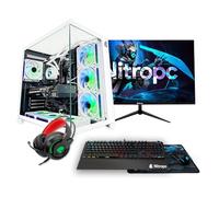 NitroPC - Pack Gold v2 | PC Gaming completo (AMD Ryzen 5 8400F 4.2/4.7GHz, RTX 4060 8GB, RAM 36GB, M.2 1TB, Windows 11 | WiFi, monitor 24", tastiera, mouse, cuffie) PC fisso (Bianco)