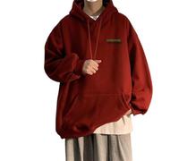 NITRY Felpa Uomo Casual Moda Sport Felpa con Cappuccio Maniche Lunghe da Uomo Gioventù Classico Tendenze Cappucci da Uomo Usura Quotidiana all-Match Felpa Pullover Uomo I-Wine Red 5XL