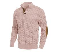 NITRY Maglione A Maglia da Uomo Caldo Comodo Traspirante Bavero Maniche Lunghe Pullover Temperamento Casual Tinta Unita Maglieria R-Khaki M