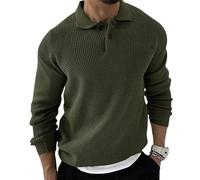 NITRY Maglione A Maglia da Uomo Caldo Comodo Traspirante Bavero Maniche Lunghe Pullover Temperamento Casual Tinta Unita Maglieria V-Army Green XL