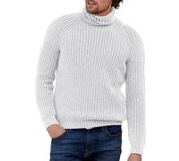 NITRY Maglione A Maglia da Uomo Caldo Comodo Traspirante Maniche Lunghe Pullover Temperamento Casual Tinta Unita Maglieria M-White XL