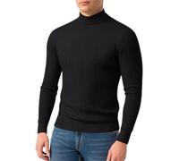 NITRY Maglione A Maniche Lunghe da Uomo Classico Casual Tinta Unita Base Pullover vestibilità Regolare Morbido Traspirante Maglieria J-Black M