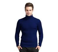 NITRY Maglione A Maniche Lunghe da Uomo vestibilità Regolare Comodo Caldo Base Pullover Classico Casual Tinta Unita Maglieria D-Navy 3XL