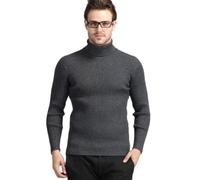 NITRY Maglione A Maniche Lunghe da Uomo vestibilità Regolare Comodo Caldo Base Pullover Classico Casual Tinta Unita Maglieria B-Dark Grey XXL