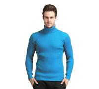NITRY Maglione A Maniche Lunghe da Uomo vestibilità Regolare Comodo Caldo Base Pullover Classico Casual Tinta Unita Maglieria H-Sky Blue XL
