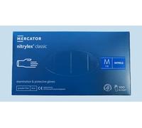 MERCATOR MEDICAL Nitrylex Classic Guanti Nitrile Monouso, da Esame Protettivi, Senza Polvere, Non Sterili, Colore Blu, Taglia M (7-8), Ambidestri, Punta Dita Texturizzata, Dispenser Box 100 Pz